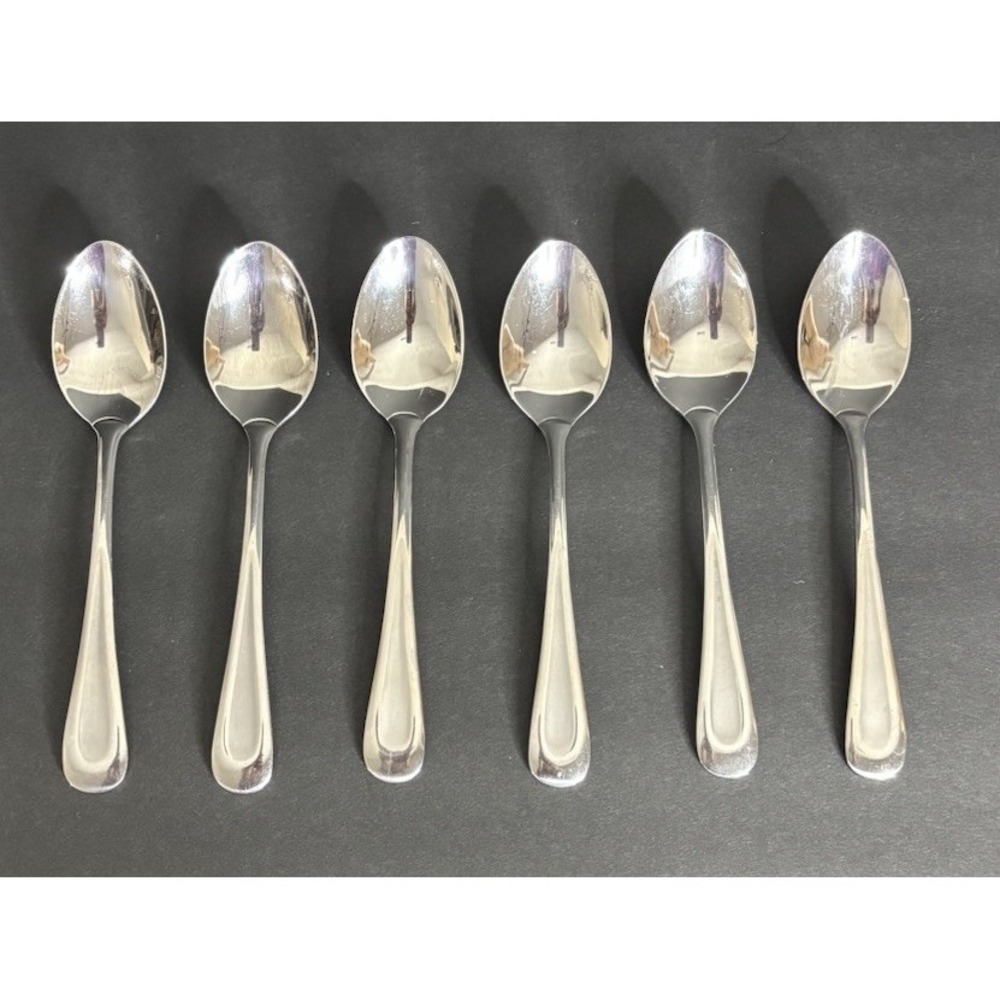 6 Oneida Satin Sand Dune Teaspoons Stainless Flatware 6 1/8"